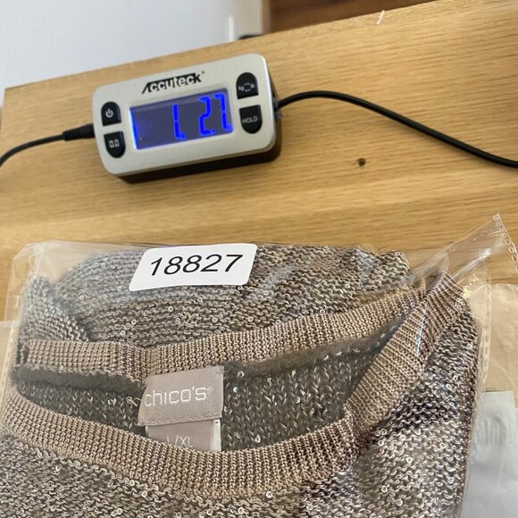 Chicos Sweater Womens Large Brown Shimmer Sequin Knit Poncho Stretch Pullover - Picture 9 of 9